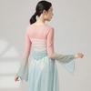 Chinese Hanfu Saree Blouse Gradient Dance Mesh Top Fashion Performance Training Costumes  Women