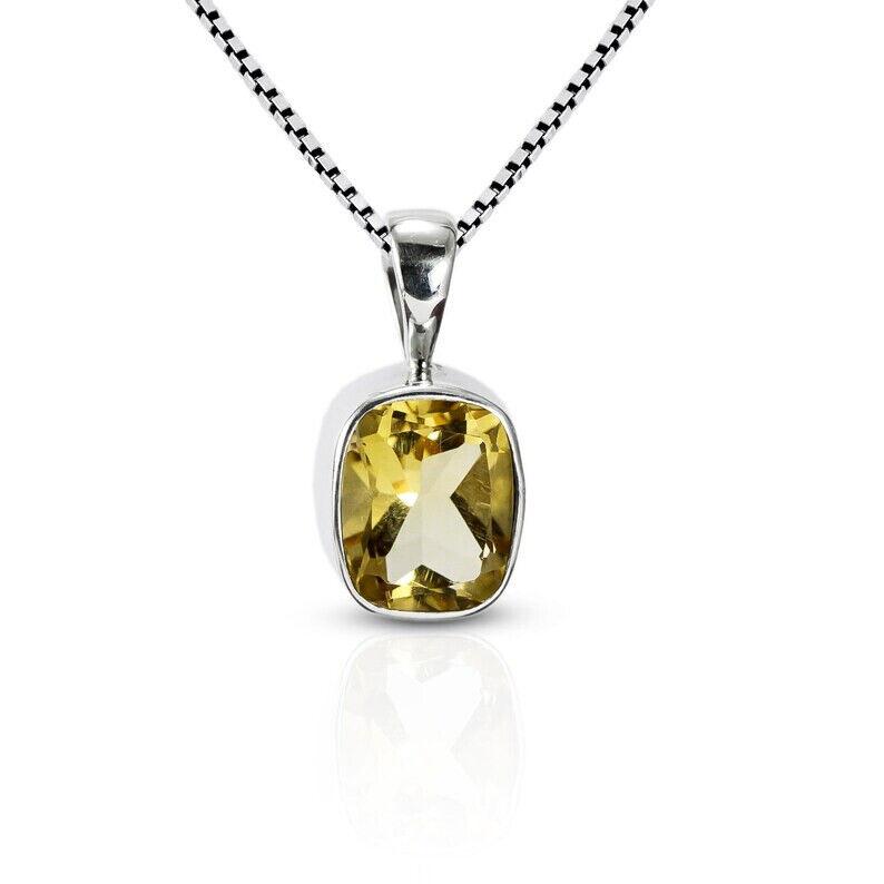Natural Citrine Pendant Necklace Set In 925 Sterling Silver Pendant For Women