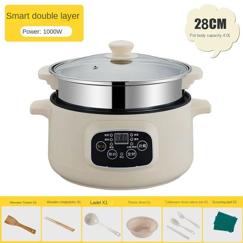 Электрическая кухонная машина, одно-/двухслойная кастрюля, бытовая рисоварка на 1-2 человека, многофункциональная сковорода с антипригарным покрытием для дома с чашей для приготовления пара