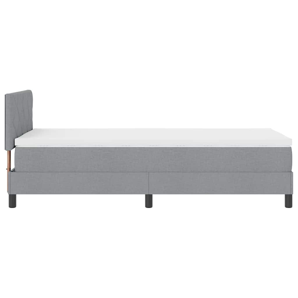 Box Spring Bed with LED Light Strips Light Grey 100 x 200 cm Fabric