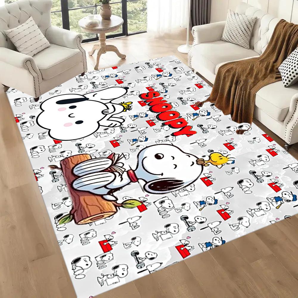 Snoopy Dreams In Colorful Land Square rugs are a great choice for living rooms, bedrooms, home décor, and as gifts.