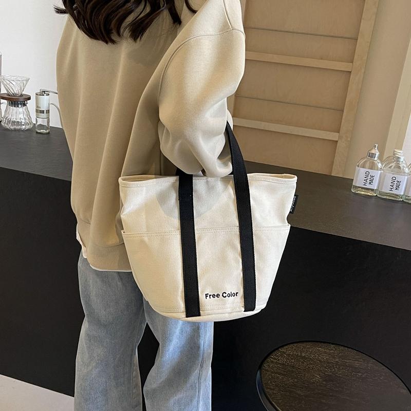 Холщовая сумка, портативная сумка через плечо большой емкости, женская большая сумка