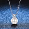 D Color 0.3CT Moissanite Women's Necklace 8mm Pearl Pendants 100% 925 Sterling Silver Wedding Date Jewelry Elegant Chain