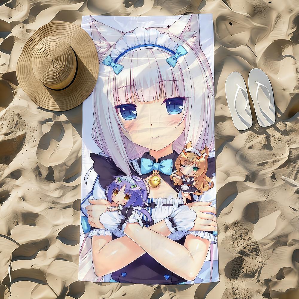 Аниме N-nekopara-a Мультяшное Полотенце Пляжное Полотенце Большого Размера Быстросохнущее Полотенце Впитывающее Мягкое Для Плавания Пляжные Полотенца для Мужчин Женщин