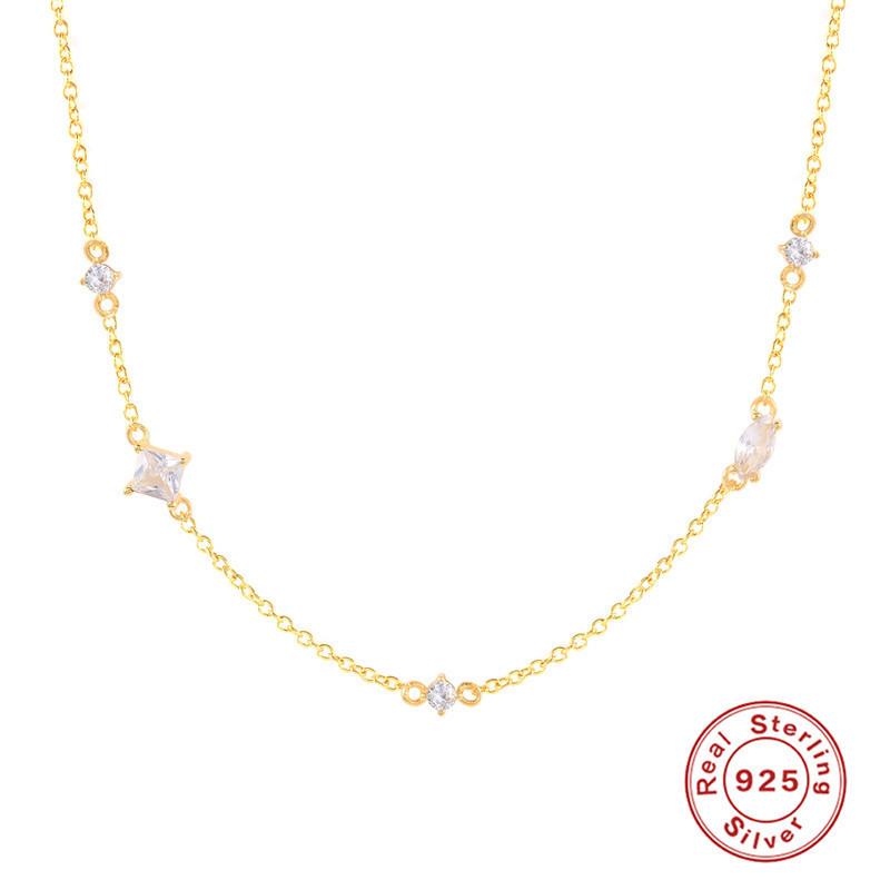 S925 Стерлинговое серебро Креативный Универсальный Личность Douyin То же Самое Бриллиант Дофамин Яркий Цвет Ключица Ключица Ожерелье