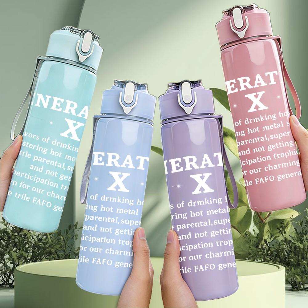 1PC Faint Abstract Shape Art 750ml Color Plastic Sports Water Bottle Leakproof Flip Straw Lid Suitable for Sports Office Home Use