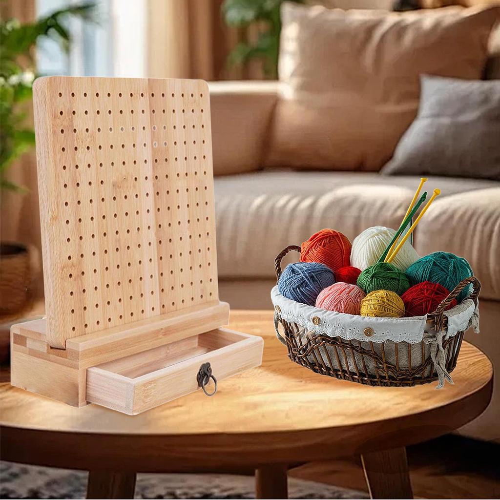 Блокировочная доска с крючками и ящиком для хранения, деревянные отверстия для домашних бабушкиных квадратов