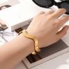 Zircon Inlay Metal Bangles Simple Style Geometry Bracelets Classic W-type Bracelet  Wedding Jewelry