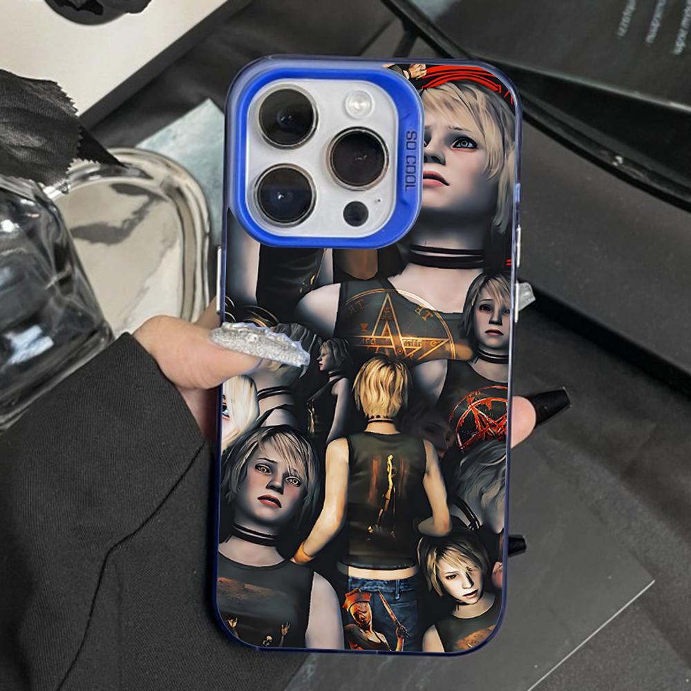 S-Silent Horror Hill Game Phone Case For iPhone 16,15,14,13,12,11,Pro,Max,Plus,Mini,XS,SE Anti Fall Blue Matte Hard Bumper