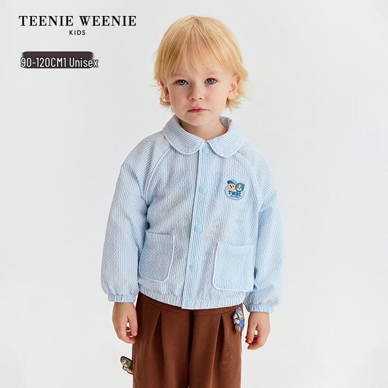 Teenie Weenie Детский унисекс фактурный полосатый пальто с лацканами