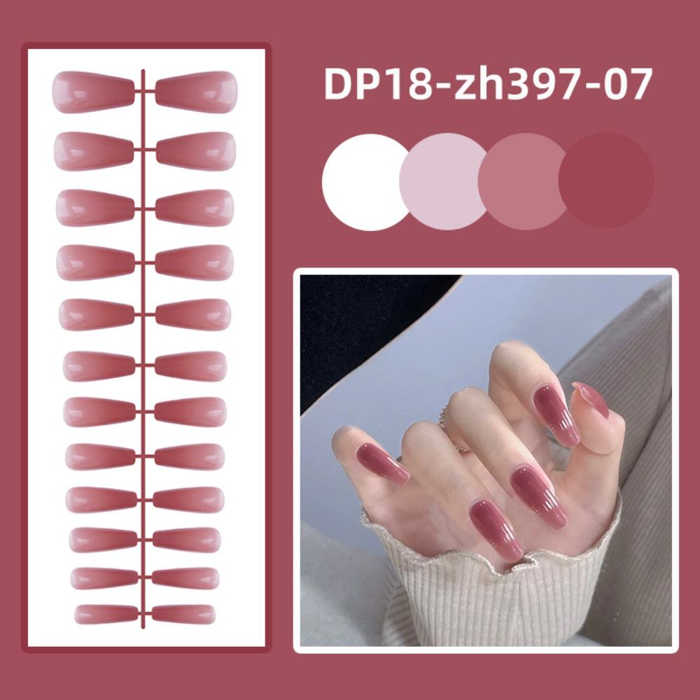 24 шт. Накладные ногти короткой трапециевидной формы с полным покрытием, съемные ногти для прессования, однотонные накладные ногти, женские