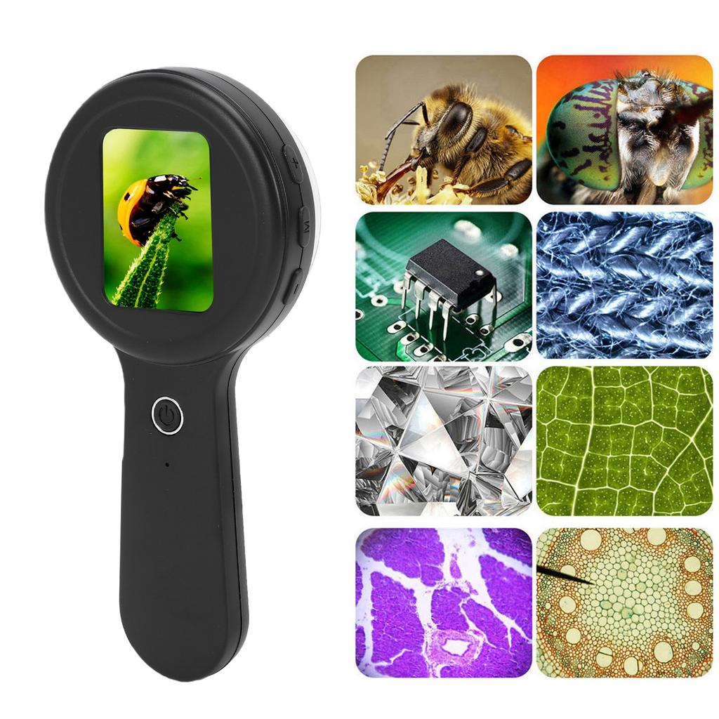 Digital Microscope Handheld 2.0 Inch Screen Portable Digital Magnifying Glass 200X Magnification 16 LED Lights Anti Shake