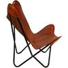 Brown Vintage Leather Arm Butterfly Chair | Genuine Tan Leather Butterfly Chair