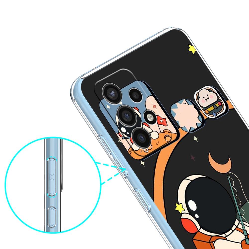 Прозрачный чехол для телефона Samsung Galaxy A13 A51 A71 A21S A12 A11 A31 A52 A41 A23 A53 A73 A32 5G A03S, чехол с милым мультяшным космонавтом