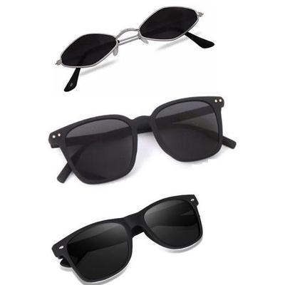 Sheomy Unisex Combo предлагает набор из 3 очков, солнцезащитные очки Square, прямоугольные, ретро, винтажные, узкие, женские::Мужчины, WSC-039