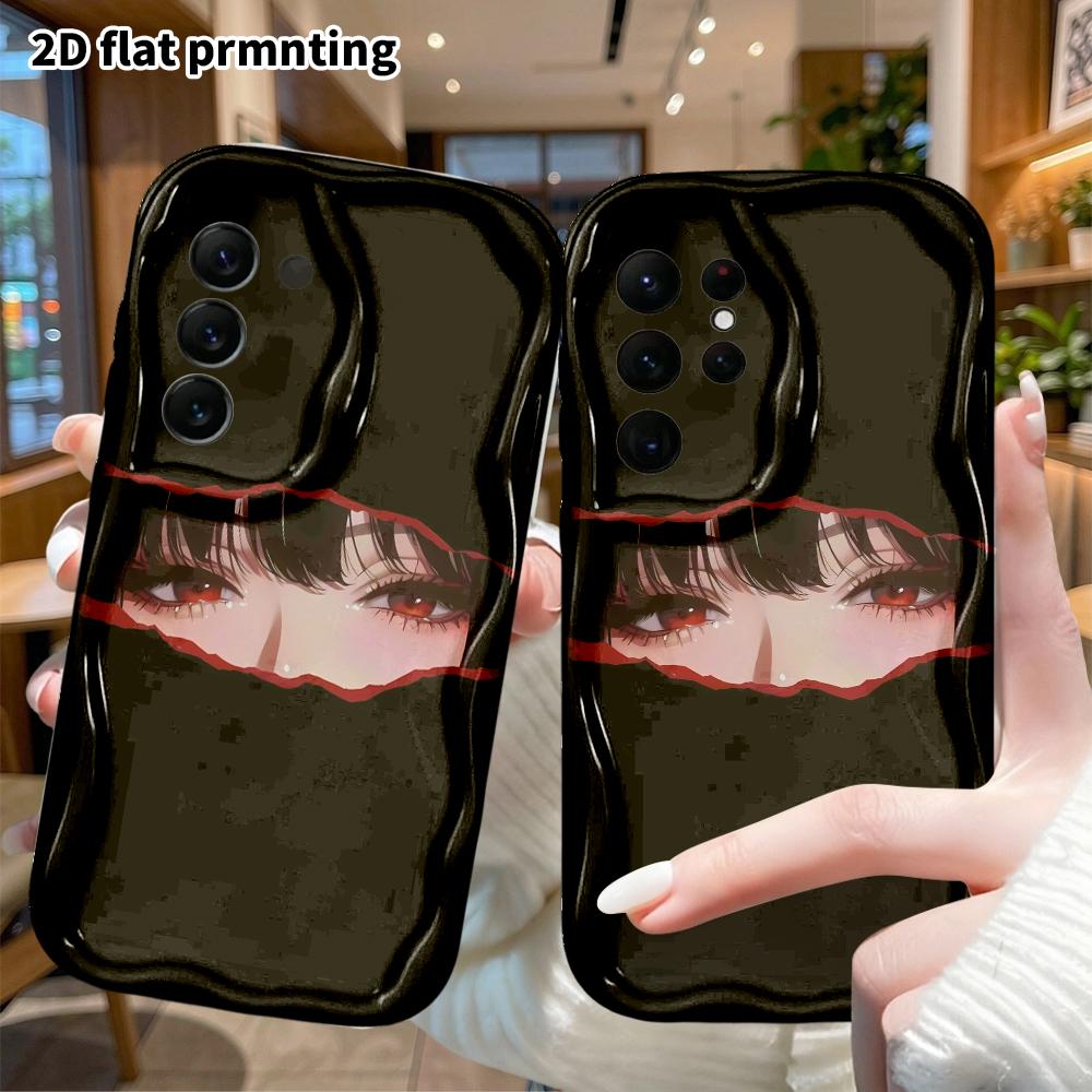 Phone Case: 2D flat, fits Samsung Galaxy A34 A35 M05 M06 S20 S22 S21 FE Plus 5G protective case, red-eyed girl, perfect Christmas and Halloween holida