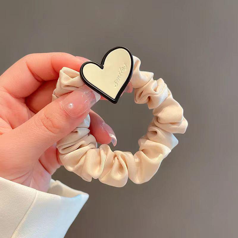 Корейское черное кольцо для волос в форме сердца, имитирующее толстую кишку - Стильный высокоэластичный аксессуар для волос для пучка