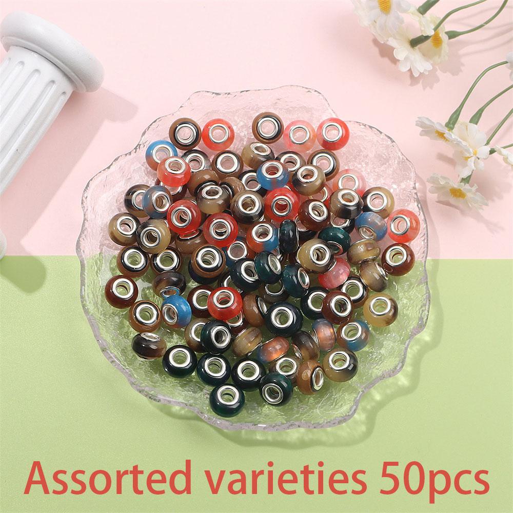 30/50/100 шт. 14 мм стеклянные европейские бусины с большим отверстием, прозрачные прокладки, свободные бусины для самостоятельного изготовления ювелирных изделий, поделок своими руками