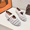 Fashion Black/white Leather Cutout Flat Shoes Woman Buckle Belt Hollow Out Mary Janes Round Toe Moccasins Breathable Sapatos Feminino