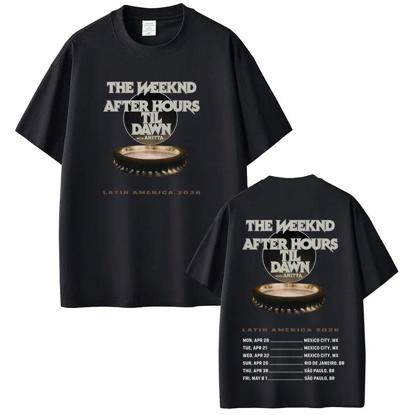 The Weeknd After Hours Til Dawn Tour 2026 Мерч Футболки Летние Новые Унисекс Женские Роскошная Мода Хлопок Оверсайз Футболка Y2K