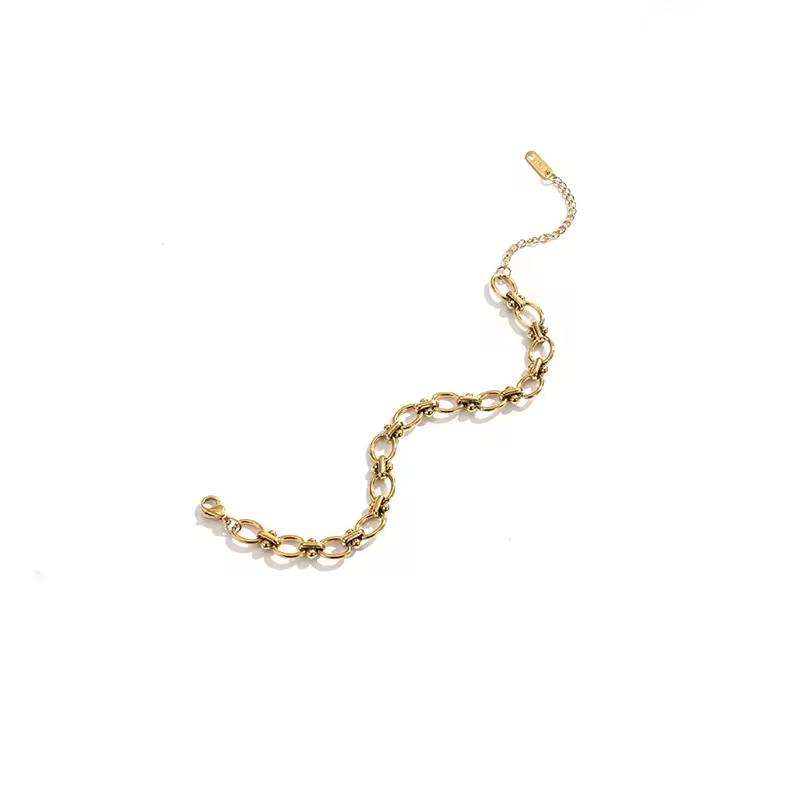 Stainless Steel Butterfly Bracelet Gold Steel Retro Love Heart Double-layer Chain Bracelet