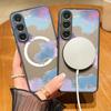 Для Magsafe Magnetic Color Cloud Clear Phone Case для Samsung S25 S24 S22 Ultra S23 S21 S20 Fe A55 A54 A53 A52 A35 A15 Противоударный мягкий жесткий чехол с краями