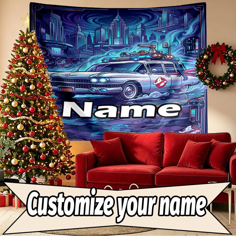 Custom Name Personalized Ghostbusters Print Tapestry, Wall Art Decor, Bedroom, Dorm, Apartment, LivingRoom, Party Backdrop, Gift for Birthday