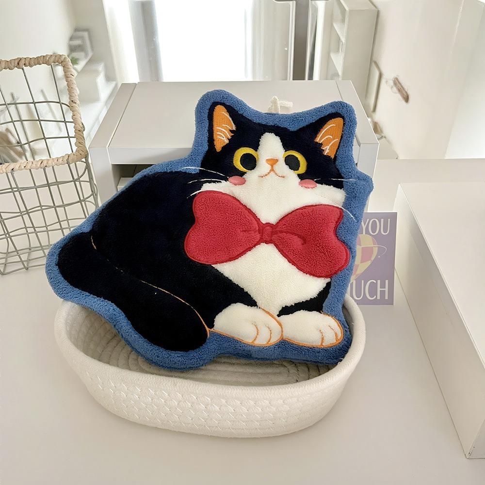 Soft Toilet Handkerchief Cute Cat Washcloth Cartoon Hand Towel  Kitchen