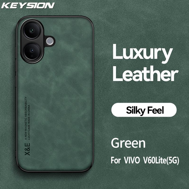KEYSION Роскошный ретро чехол из искусственной ПУ кожи для VIVO V60 Lite 5G Мягкий силикон+ПК Противоударная задняя крышка для телефона для VIVO V60 Lite