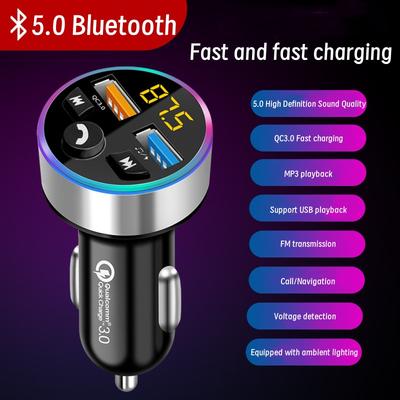 Автомобильное MP3 Bluetooth зарядное устройство 2-в-1 со сверхбыстрой зарядкой и тремя цветами на выбор, автомобильный прикуриватель, быстрая зарядка QC3.0