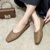 2024 Модные однотонные легкие туфли с квадратным носком на плоской подошве для женщин, весна и осень, с закрытым носком, женские туфли