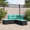 VidaXL Garden Lounge Set 5 Pcs with Cushions Black Wicker 3217716