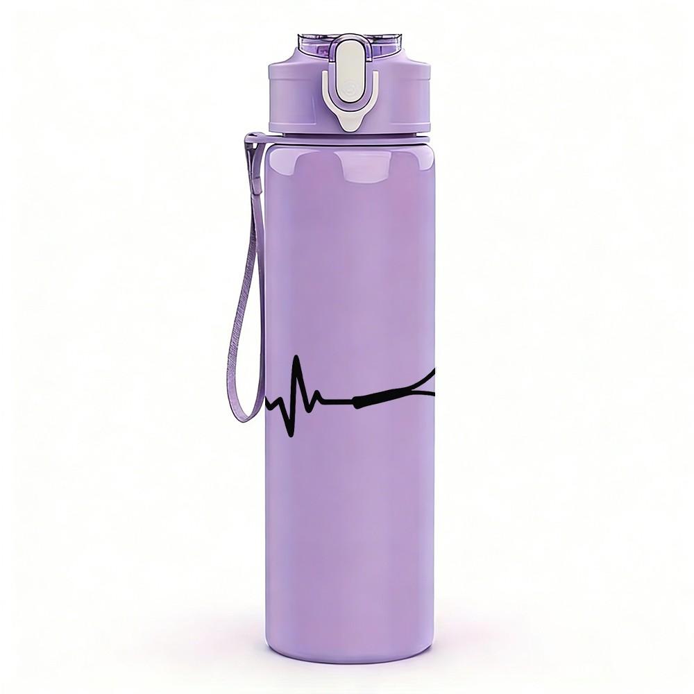 1PC Heartbeat EKG Line Medical Print 750ml Color Plastic Sports Water Bottle Leakproof Flip Straw Lid Suitable for Sports Office Home Use