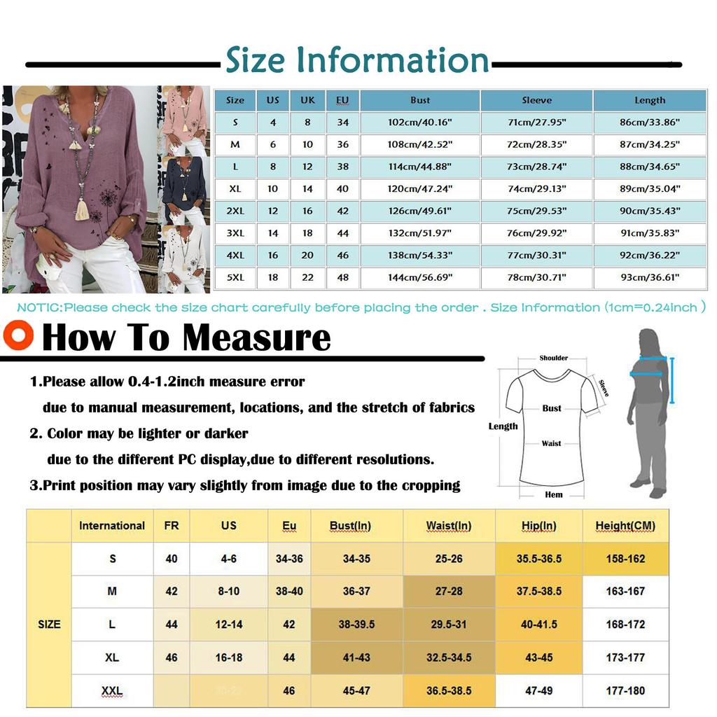 Women's Cotton And Linen Print Casual V-Neck Large Size Print Shirt Tops