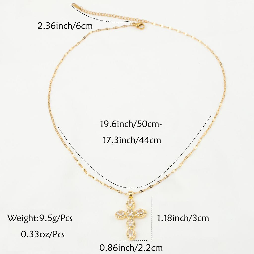 Золотое ретро ожерелье с крестом из нержавеющей стали с циркониевой инкрустацией для мужчин и женщин
