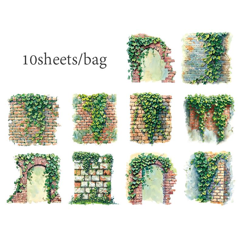 10 листов/пакет Набор наклеек Садовый ландшафтный дизайн Справочник Канцелярские товары DIY и Скрапбукинг Чехол для телефона Дневник Украшение