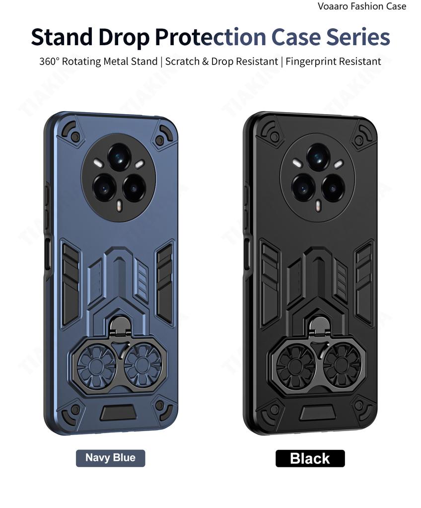 Двойное кольцо-броня для пальцев для OPPO Realme 14 Pro Plus Чехол для Realme 14 Pro Вращающаяся металлическая подставка Держатель Чехол Capa