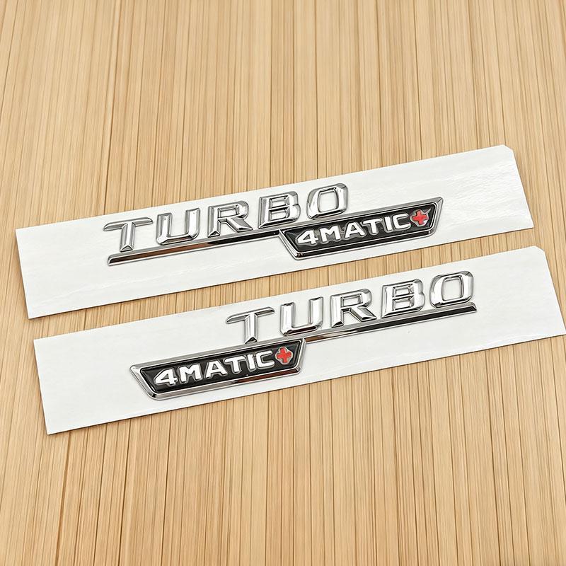 2 Uds 3D ABS Letters TURBO 4MATIC Plus Logo Car Bumper Sticker Side Emblem Badge for C117 W117 GLE53 GLA45 A45 A35 CLA35 CLA45