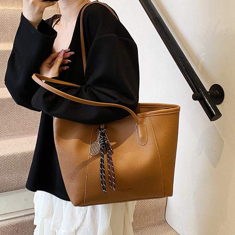 Ladies Oversized Tote Bag Pu Material With Double Shoulder Straps For Daily Casual