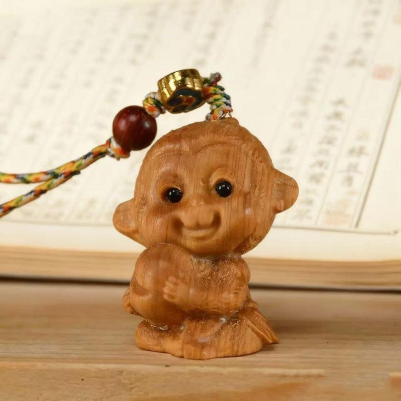 Cliff Cypress Zodiac Wood Carving Pendant Keychain