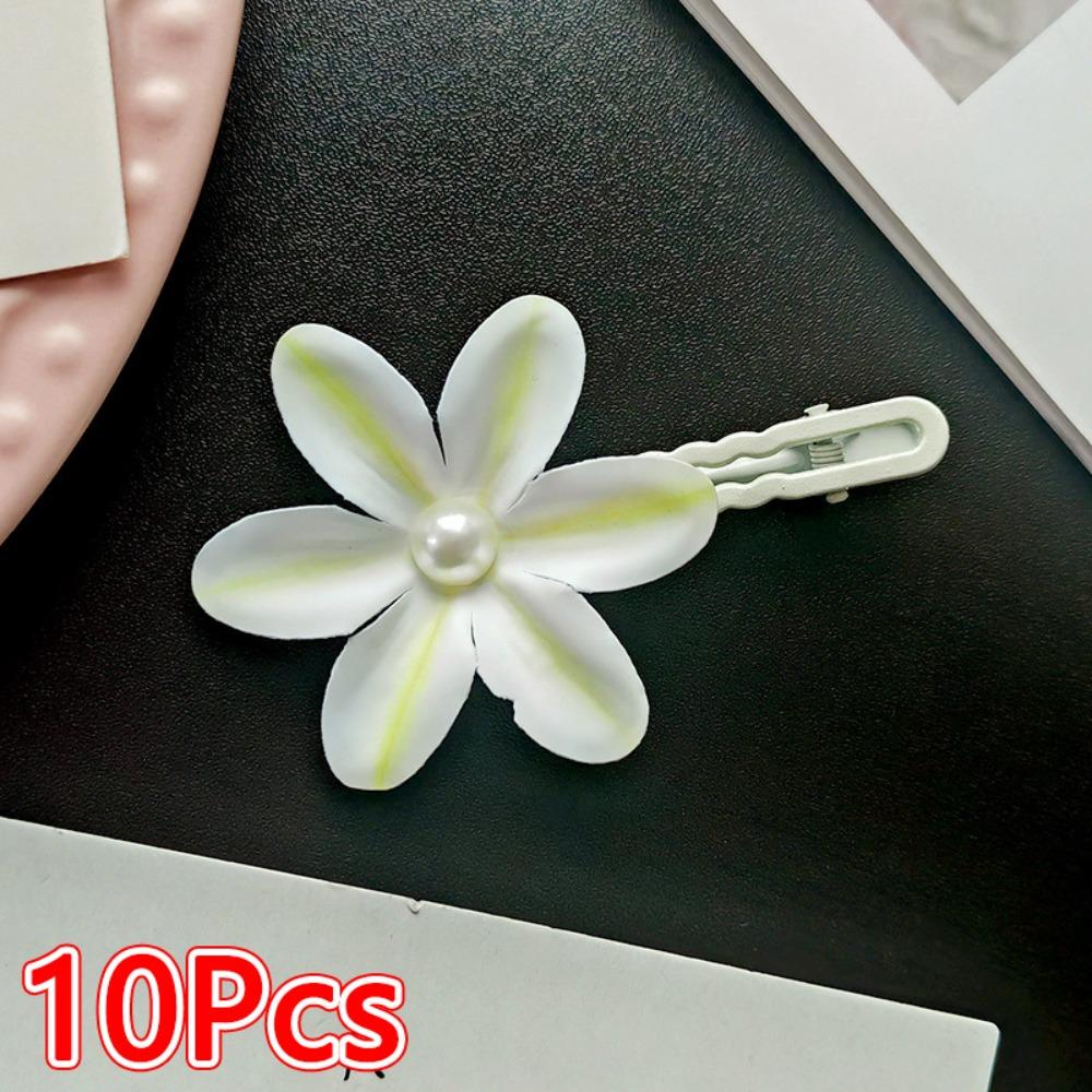 10Pcs Orchid Orchid Hair Clip with Pearl Embellishments Floral Hair Clip Beach Vacation Photography