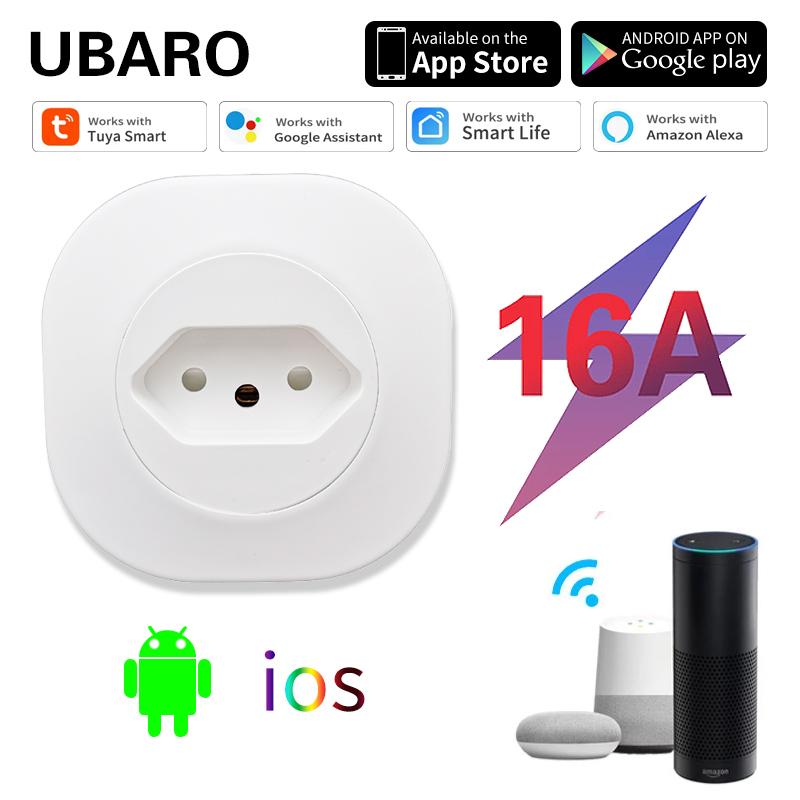 Бразильское приложение Tuya Wi-Fi Smart Socket Голосовое управление Поддержка Google Home Alexa Plug Timing Power Monitor Розетка Бытовая техника