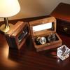 Rectangular Black Walnut Cufflinks Box Double Slot Jewelry Ring Holder Wooden Ring Box  Couples