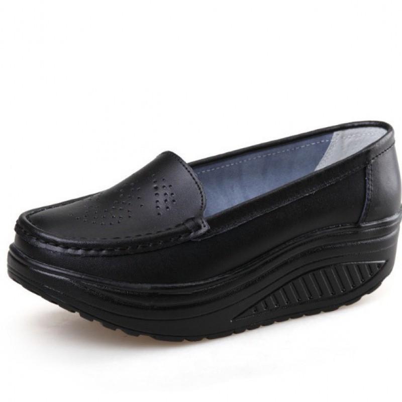 White Sneakers for Nurses Women's Shoes with Sloping Heels and Sponge Shoes for Women