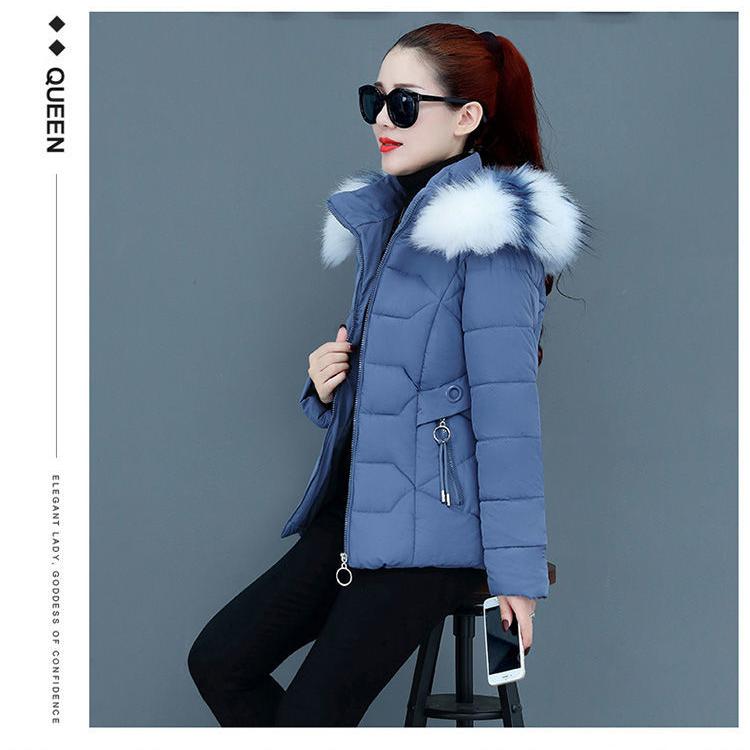 Зимняя куртка с большим меховым воротником, облегающее женское хлопковое красное пальто