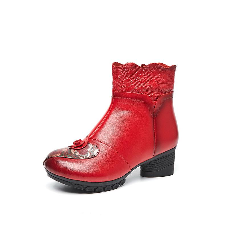 Осенне-зимние женские ботинки на платформе с круглым носком из натуральной кожи и застежкой-молнией, винтажная женская обувь