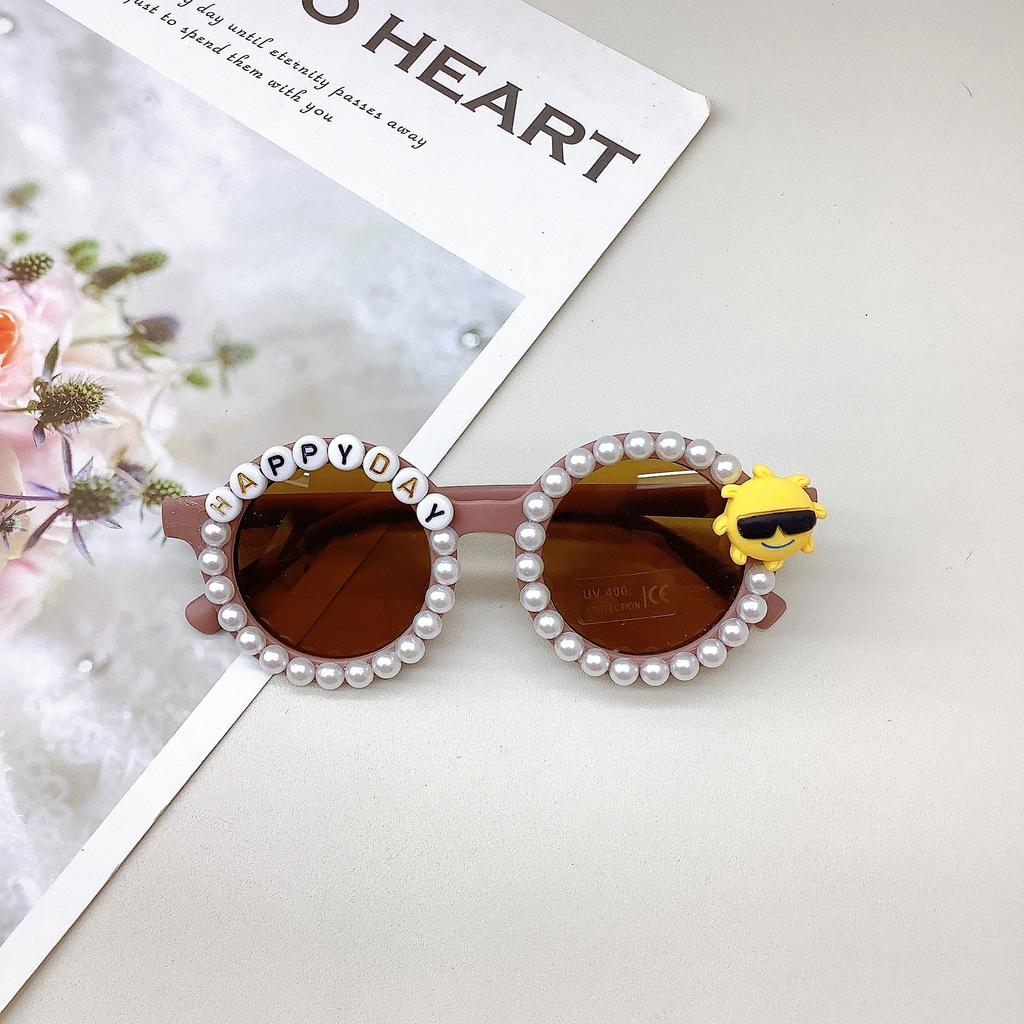 Ретро детские солнцезащитные очки Simple Temperament Diy Pearl солнцезащитные очки для мальчиков и девочек солнцезащитные очки с защитой от солнца и ультрафиолета