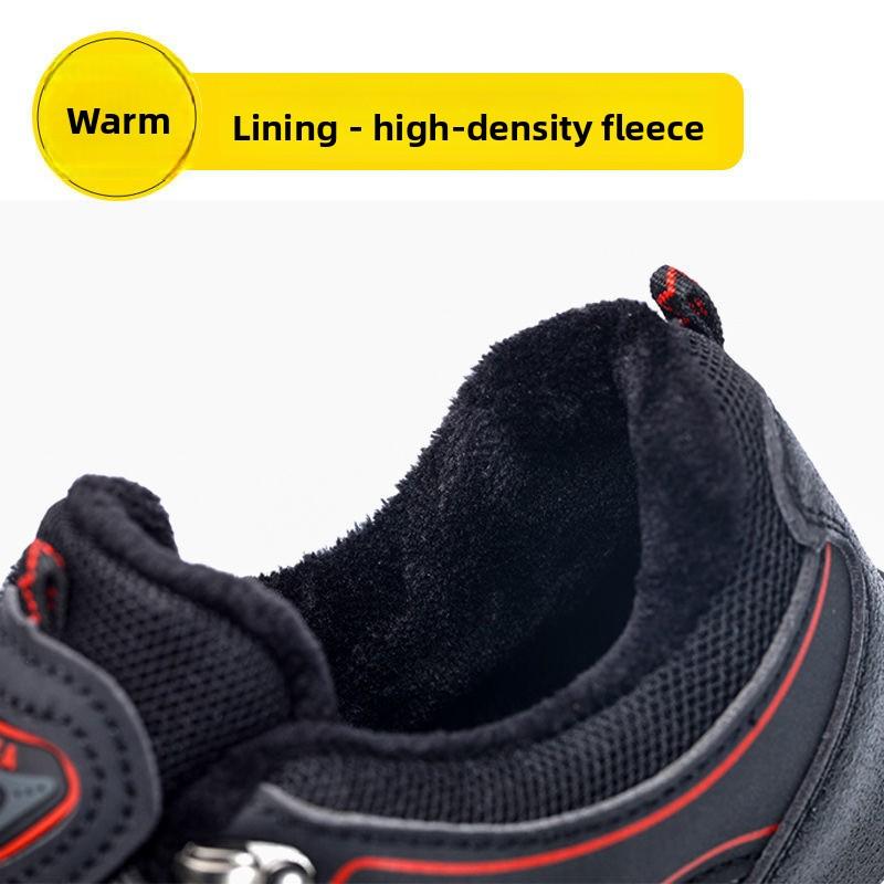 Fleece-lined Work Shoes for Men Woman Winter steel toe cap puncture Thickened Warm Woman Anti-smashing Work Shoes Men Protective
