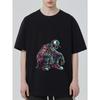 Black T Shirt with Colorful Skeleton Hip Hop Design for Casual Wear
