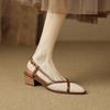 Модные НОВЫЕ Летние Женские Сандалии Обувь из Спилка для Женщин Остроносая Обувь на Толстом Каблуке Закрытый Носок Слингбэк Полые Дизайнерские Сандалии